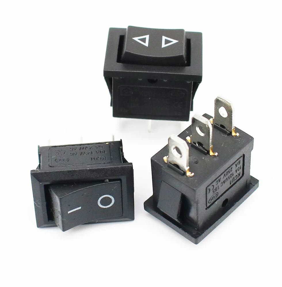 1pcs 2 position rocker switch 3 pins/6 pins on off / on offon snap switch KCD1 black