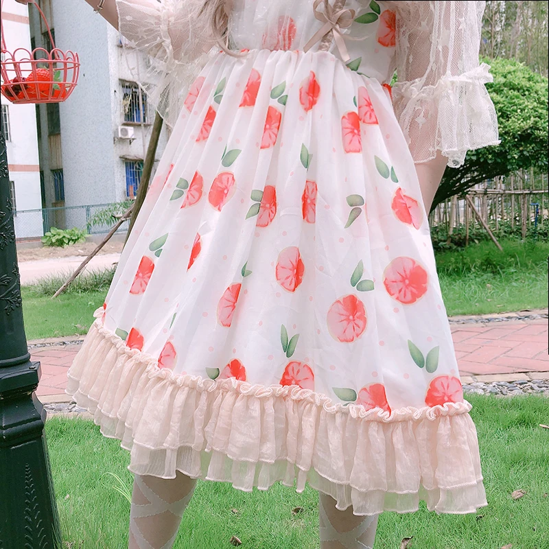 Kawaii – robe Lolita pour tous les jours, tenue d'été, sans manches, imprimée, douce, JSK