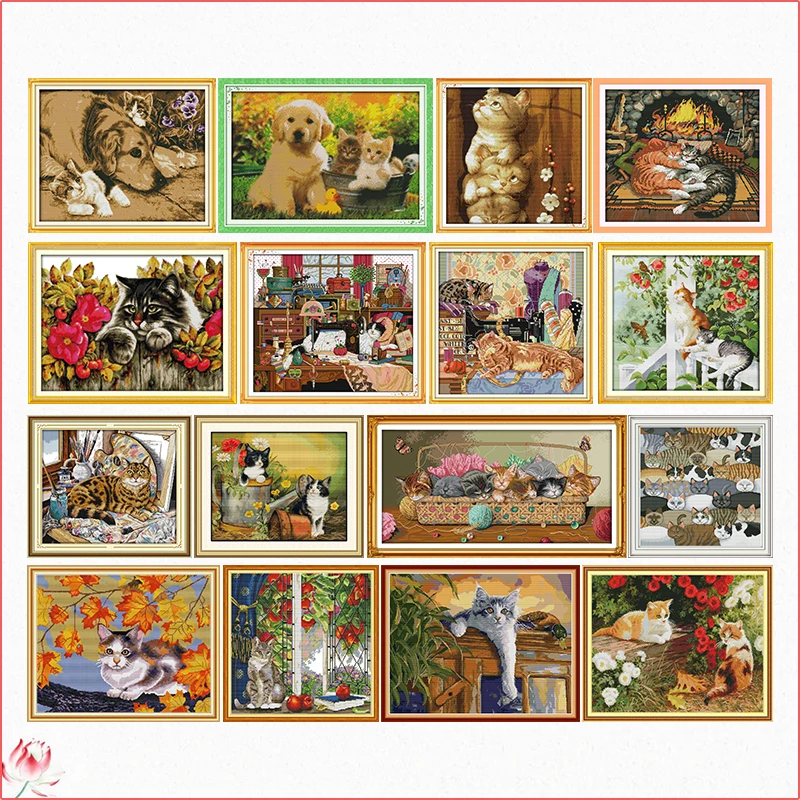 The Cat  Cross Stitch Kit Animal Pattern Chinese Embroidery Kit 11CT 14CT DIY Needlework Sewing Kit Home Decoration Painting