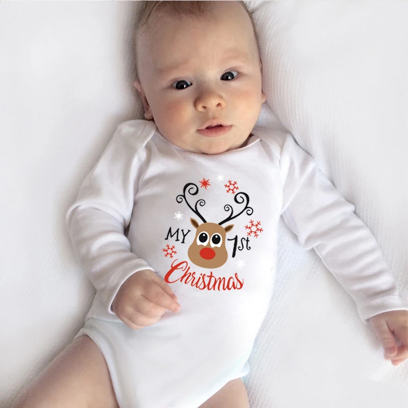 My First Christmas Baby Rompers Newborn Long Sleeve Bodysuit Cotton Baby Girls Boys Body Ropa Clothes Jumpsuit Christmas Gifts