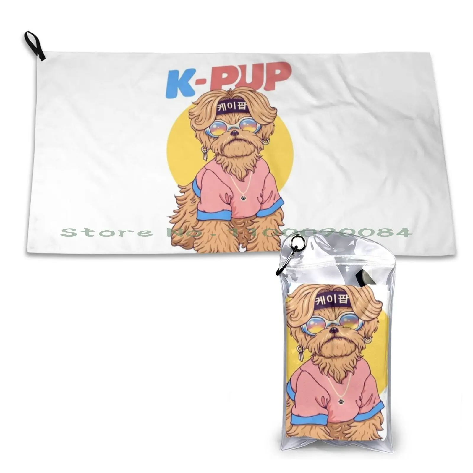 K-Pup Quick Dry Towel Gym Sports Bath Portable Dogs Cute Dog Animals Puns Kpop Korean Dog Pop Culture Cute Puppy Soft