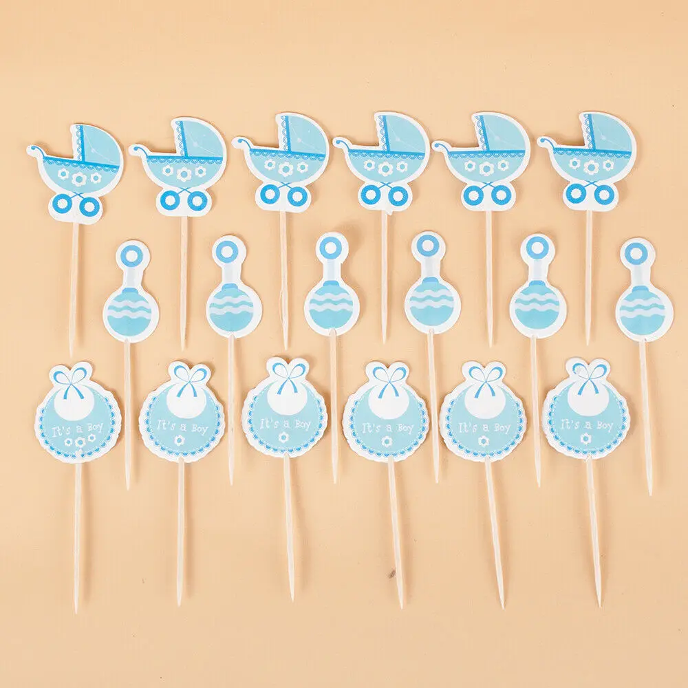 12/18/20pcs Baby Shower Cupcake Toppers Boy Girl It's a Boy It's a Girl Cake Picks Gender Reveal Babyshower Party Supplies