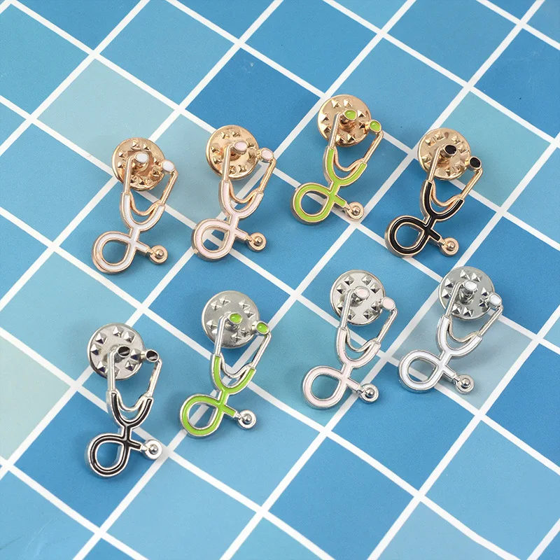 Broches stéthoscope pour médecin et infirmière, 12 styles, haute qualité, bijoux médicaux, épingle en émail, vestes en Denim, col, épingle à boutons