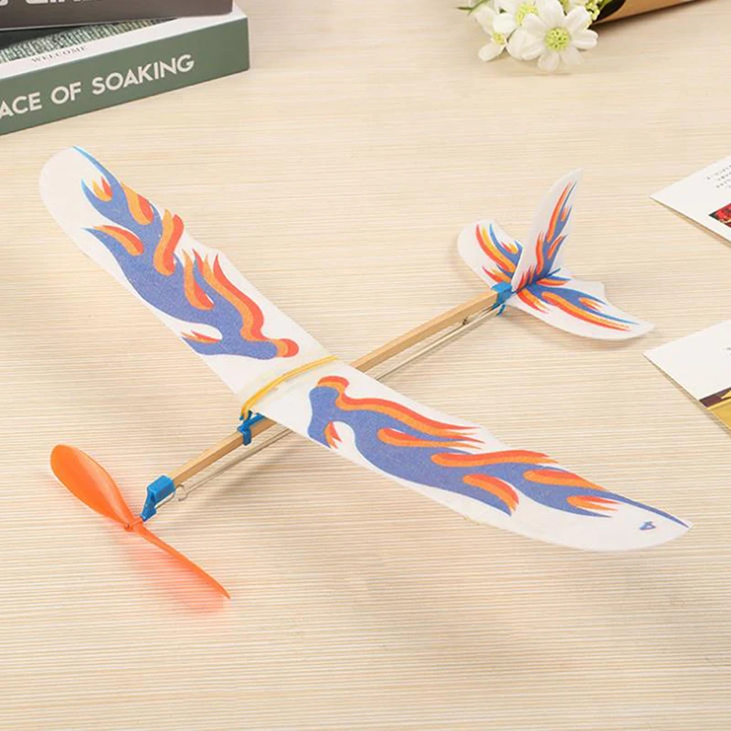 DIY Hand Throw Flying Glider Planes Elastic Rubber Band Powered Flying Airplane Plane Glider Assembly Model Toys For Children