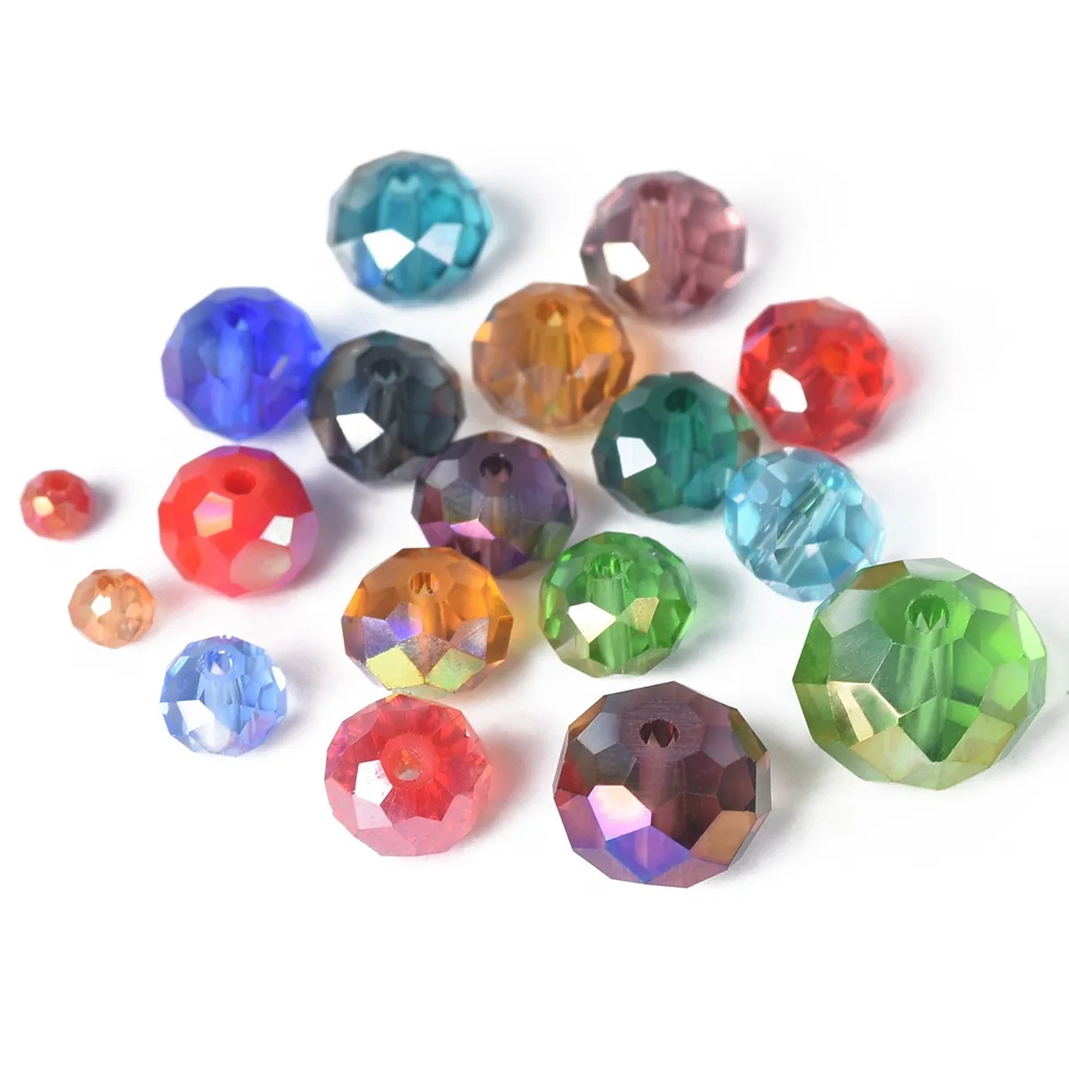 AB Plated Colors 3x2mm 4x3mm 6x4mm 8x6mm 10x7mm 12x8mm Rondelle Faceted Crystal Glass Loose Spacer Beads for Jewelry Making DIY