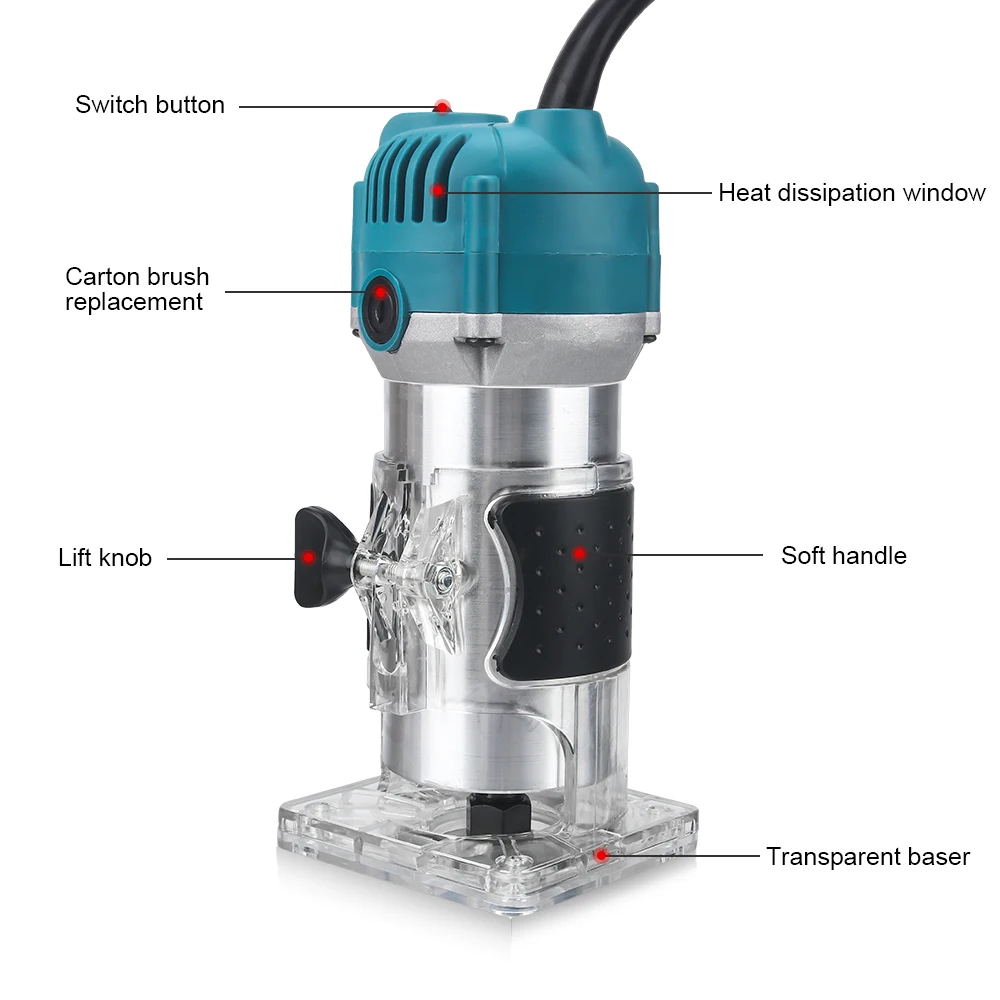 Máquina de corte de madera, recortadora de 800w, 30000rpm, enrutador de 220V, fresadora de madera, ranuradora, máquina de tallado a mano