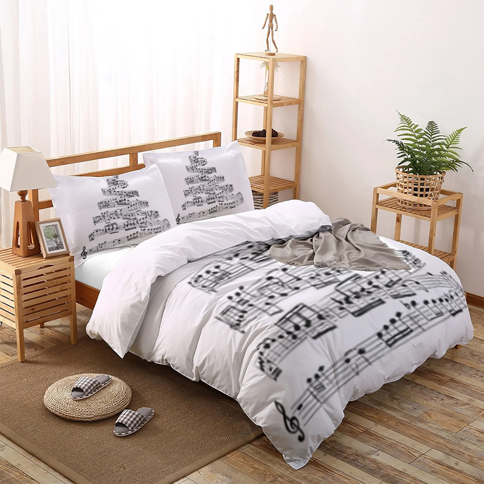 

Christmas Tree Musical Notes Duvet Cover King Size Queen Size Quilt Cover Set Bedclothes Comforter Single Bedding Sets