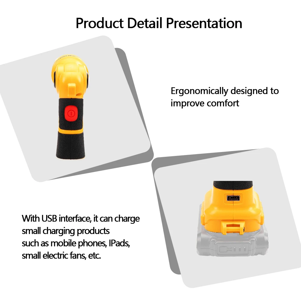 แทนที่สำหรับ DeWalt ในร่มและกลางแจ้งไฟเครื่องมือปืนพก3W/12W ใช้สำหรับ DeWalt 14.4V-20V DCB200แบตเตอรี่ Li-Ion/DCB201/DCB182