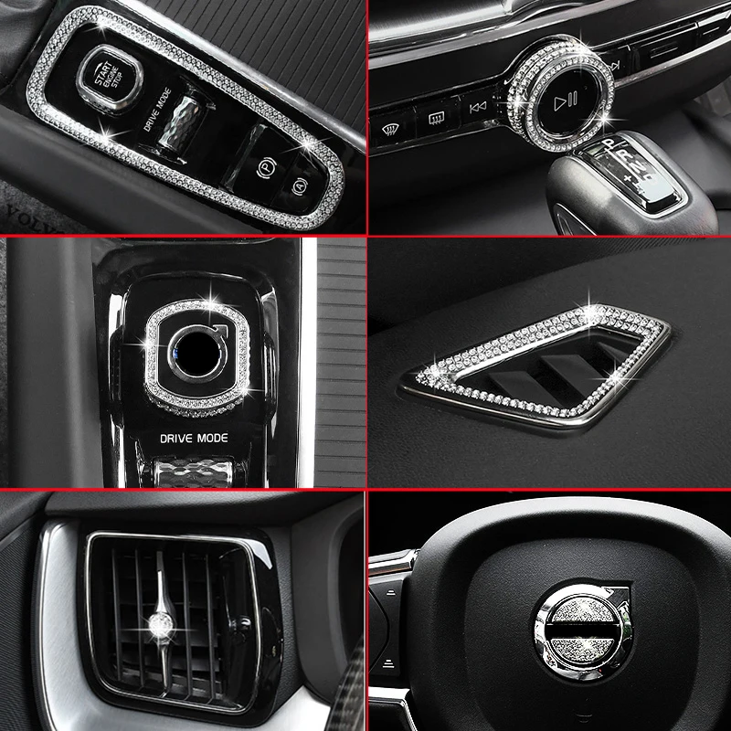 for volvo xc60 xc90 s90 v90 xc40 s60 v60 interior modification diamond car stickers decoration car Accessories