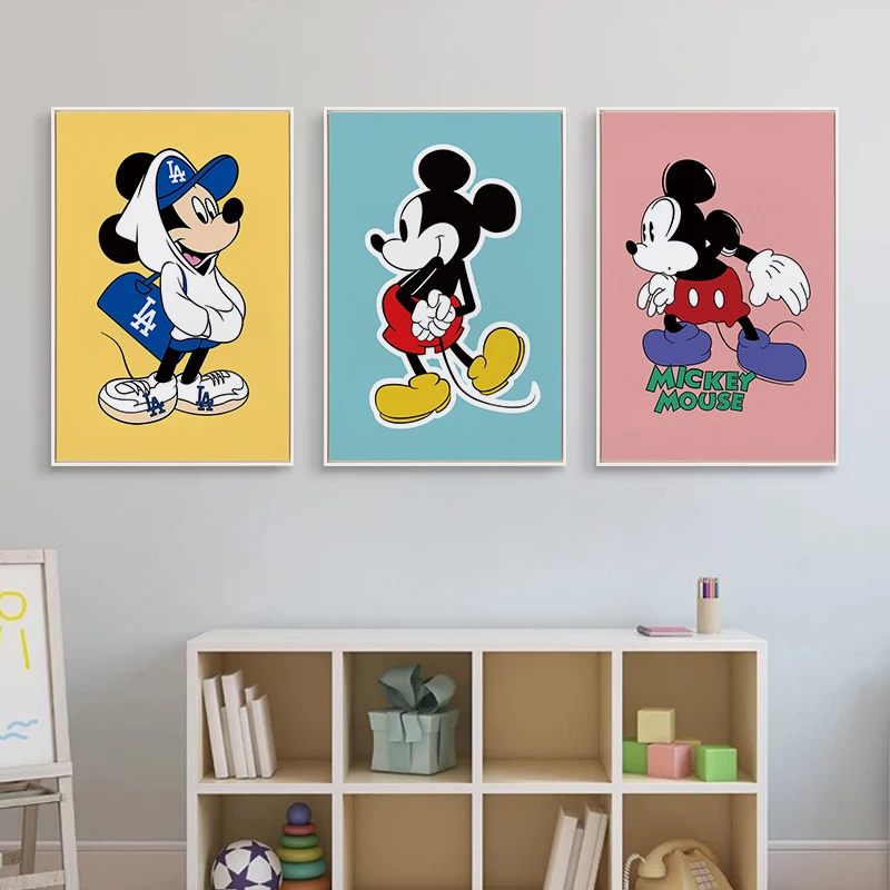 Disney Cartoon Mickey Canvas Painting Wall Art Cute Anime Posters and Prints Pictures for Living Room Boy Girl Home Decoration