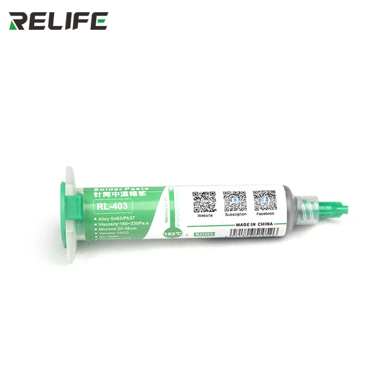 الأصلي RELIFE 10CC RL-403 لحام لصق تدفق 183 ℃ Sn63/Pb37 20-38um لا نظيفة لحام لصق لإصلاح اللوحة الأم بغا