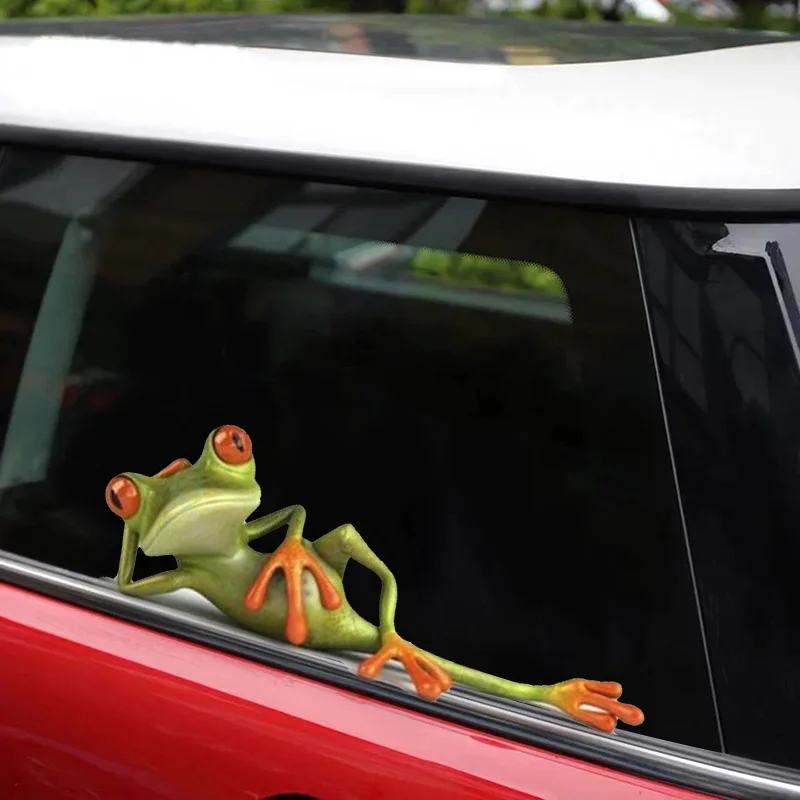 A0126# 13 cm/17 cm 3D Self-adhesive Decal Cartoon Frog Car Sticker Waterproof Auto Decors on Bumper Rear Window Laptop