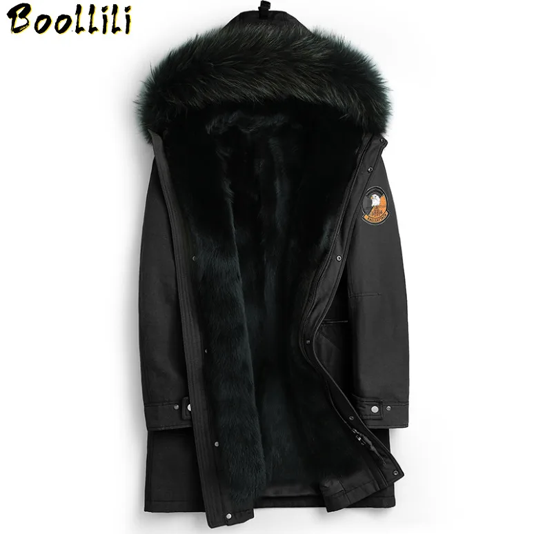 

Real Boollili Parka Fur Winter Jacket Men Real Mink Fur Liner Long Coat Raccoon Fur Collar Parkas Plus Size