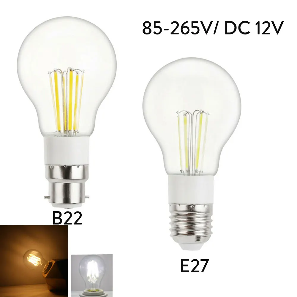 

LED Bulb E27 Filament Light B22 3W 4W 6W LED Lamp 110V 230V 240V 220V DC 12V COB LED Filament light Decoration lamp