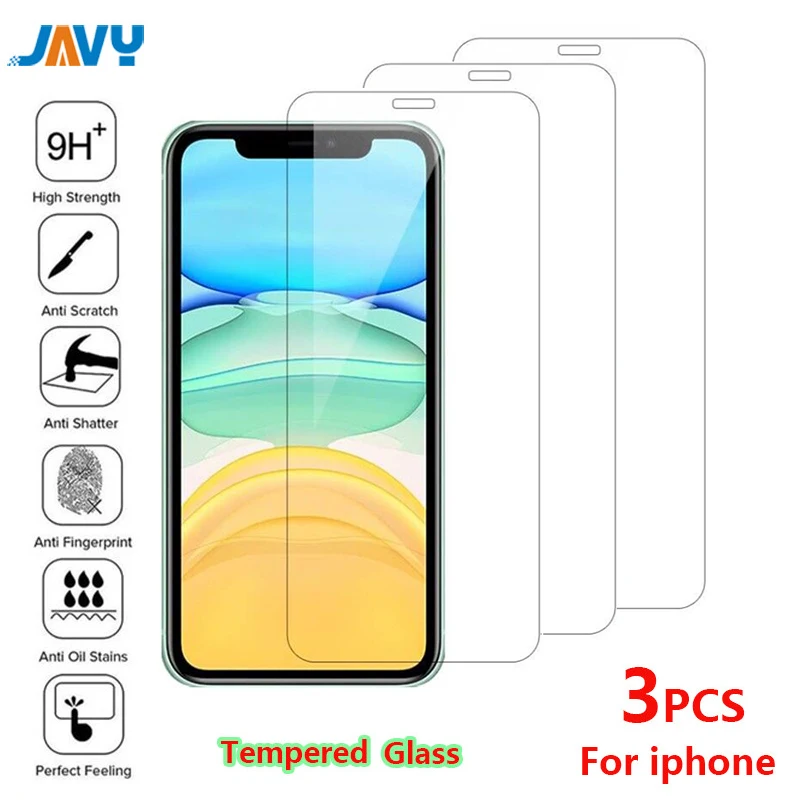 3Pcs Explosion-Proof Screen Protective Film Tempered Glass on For iPhone 11 12 13 Pro X XS MAX XR 6 6s 7 8 Plus 4 4s 5 5s SE 5C