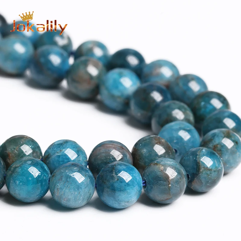 A+ Natural Blue Apatite Stone Round Beads For Jewelry Making Loose Spacer Beads DIY Bracelets Necklace Accessories 4 6 8 10 12mm