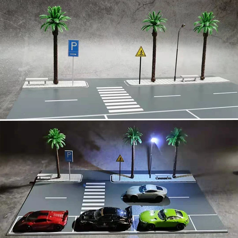 

Diorama 1:64 LED Lighting Roadway Display Scenery for Model Car Station Vehicle Parking Lot