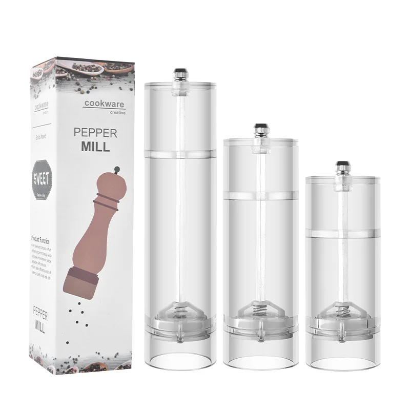 Salt and Pepper Grinder Set - Clear Acrylic Manual Spices Mills, Perfect For Sea Salt and Peppercorns, kitchen Accessories