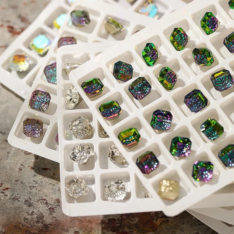 1pcs Nail Art Decoration Symphony Mixed Color DIY Design Accessories Big Square Rhinestone Manicure Crystal Charms D065