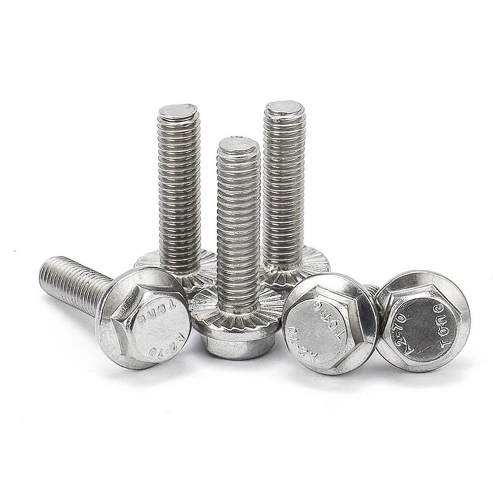 1/10pcs A2-70 304 Stainless Steel GB5787 Hexagon Head with Serrated Flange Cap Screw M5 M6 M8 M10 M12 Hex Washer Head Bolt