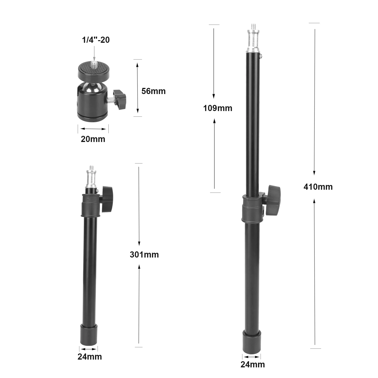 Карманный удлинитель для штатива KIMRIG, регулируемый держатель для монопода с вращающейся на 360 градусов шаровой головкой