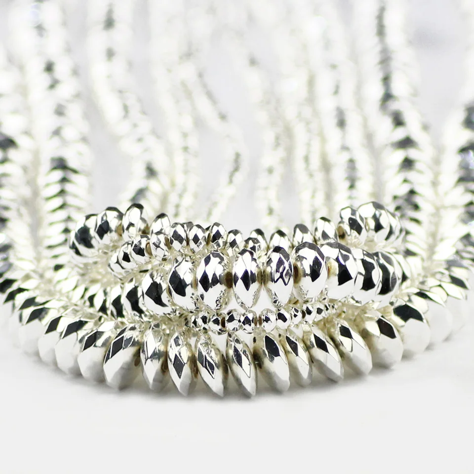 Flat Faceted Round Silver Colour Hematite Spacer Beads 3~10mm Natural Stone Loose Bead For Jewelry Bracelets&Necklace Making DIY