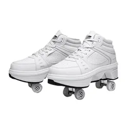 4 Wheels Deformation Roller Shoes Parkour Wheel Shoes Rounds Of Running Shoes Roller Skates Shoes Unisex Sports Skating Shoes