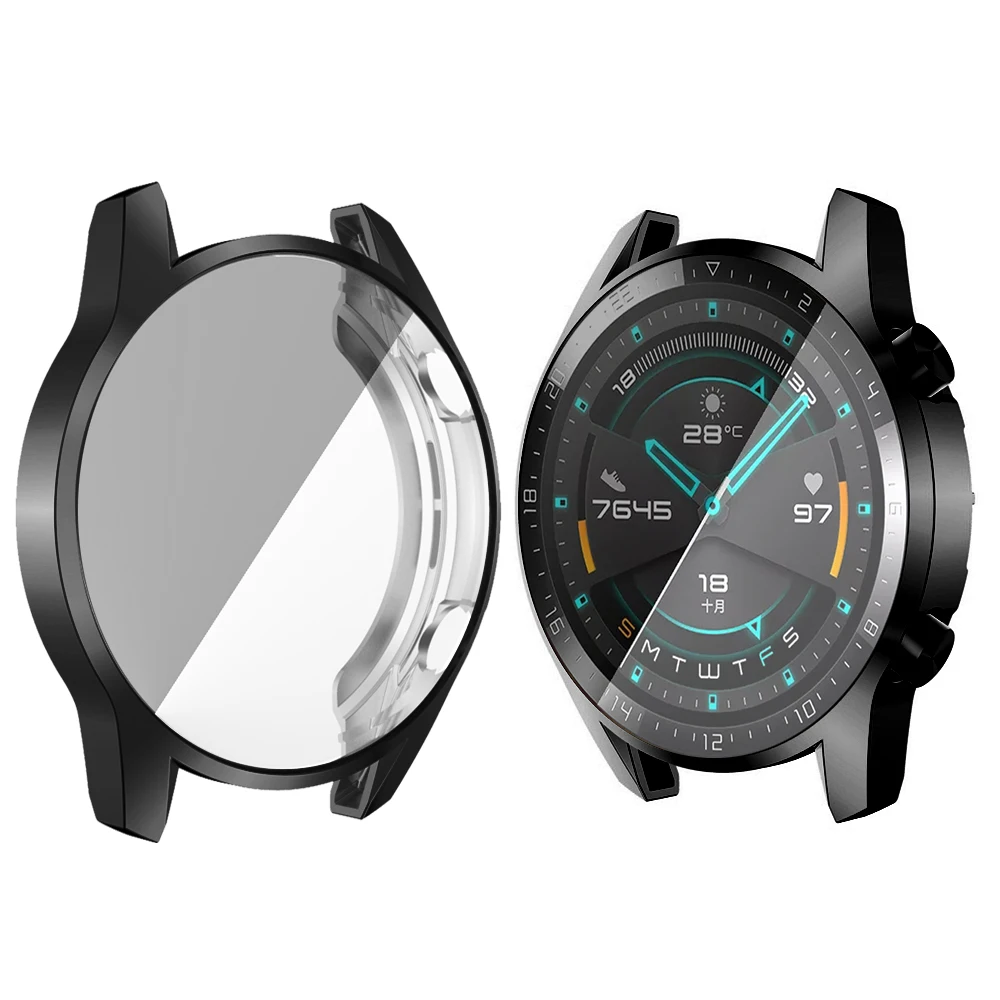 Full Coverage Protective Cover For Huawei Watch GT 2 42mm 46mm TPU Plating Screen Protector Shell For Huawei GT2 Watch Case