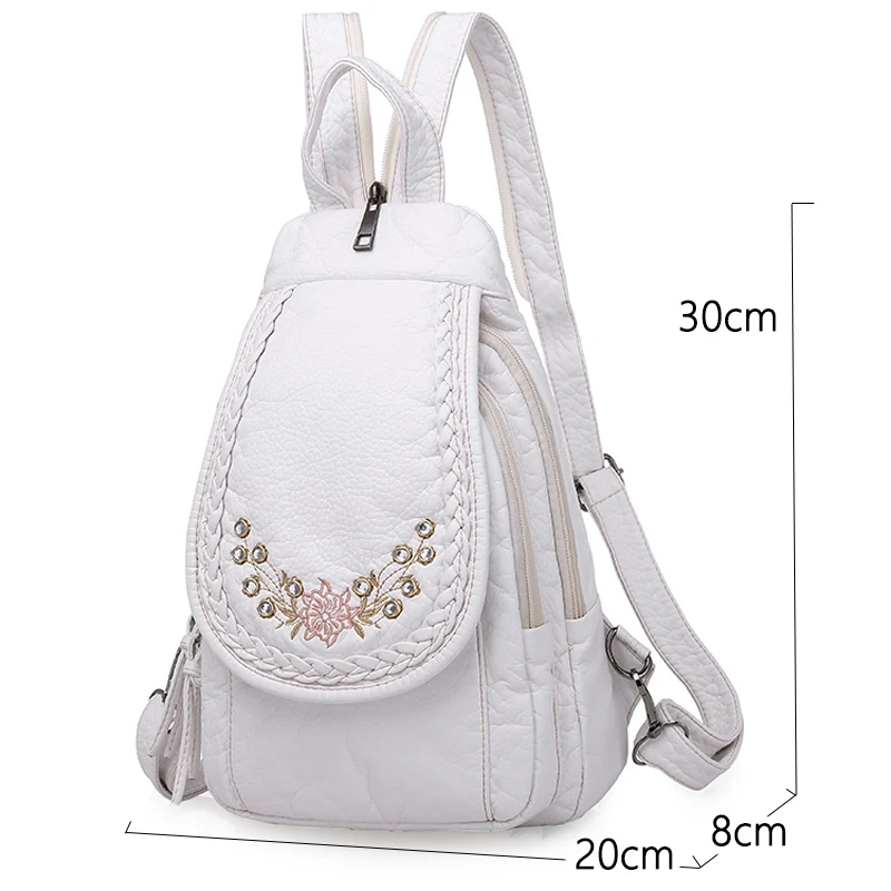 Mochila con patrón bordado para mujer, Mini Mochila De cuero suave de alta calidad, diseño de lujo, varios colores, 2021