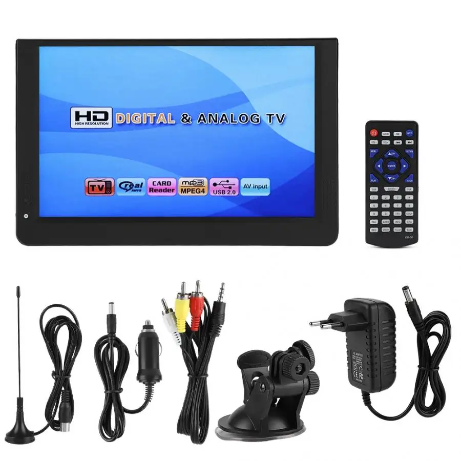 Rechargeable LEADSTAR D12 12 Inch Portable Mini Mobile Tv With DVBT2/H265/Hevc 1280*800 TF Card For Home/Car With Car charger