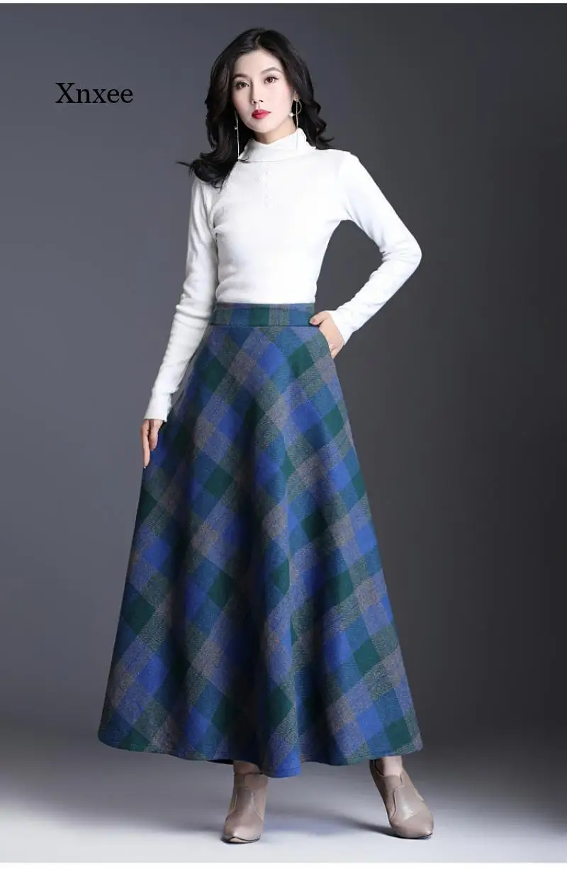 

Autumn/winter Xl Skirt Women's Long Skirt Kawaii Korean Fashion Plaid High Waist Harajuku Mall Gothic Dress