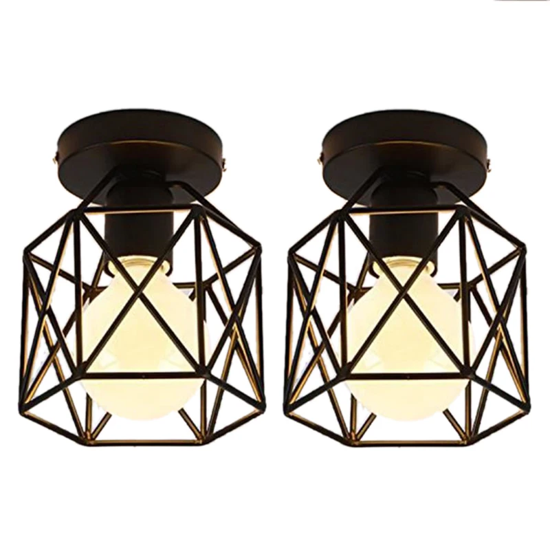 

EuropeAisle Corridor Lights, Nordic Modern Minimalist Creative Triangle Square Round Diamond Black Wrought Iron Retro Pendant