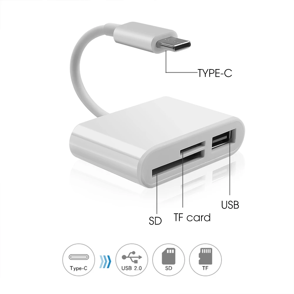 Lector de tarjetas tipo C a SD, Cable USB OTG, adaptador de lector de tarjetas Mini SD/TF, transferencia de datos para Macbook, teléfono móvil,