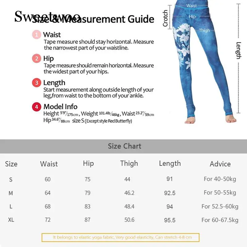 Vintage Fitness Yoga Pants Slim High Waist Sport Leggings Gym Girls Elastic Printed Tights For Running Jogging Tummy Control