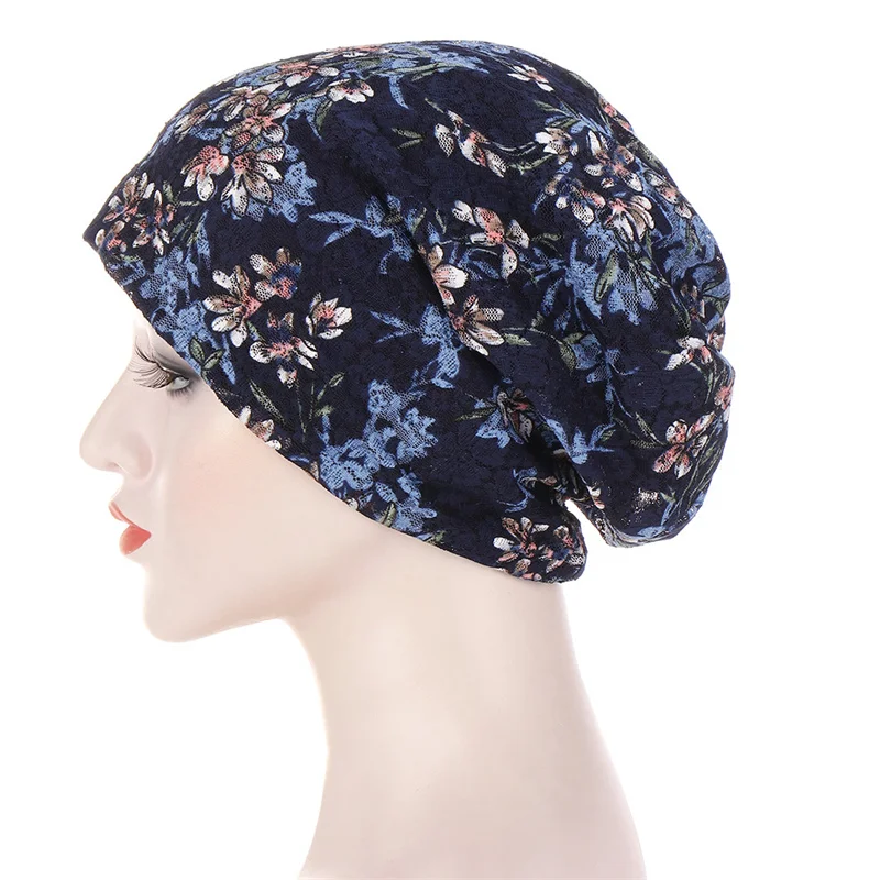 Gorro de encaje para dormir para mujer, gorro de noche musulmán elegante, turbante transpirable, accesorios para el cabello