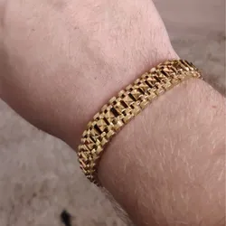 12MM Men's Gold Color Link Chain Bangle Bracelet For Women Boy Girl Fashion Gift Jewelry Dropshipping SL166