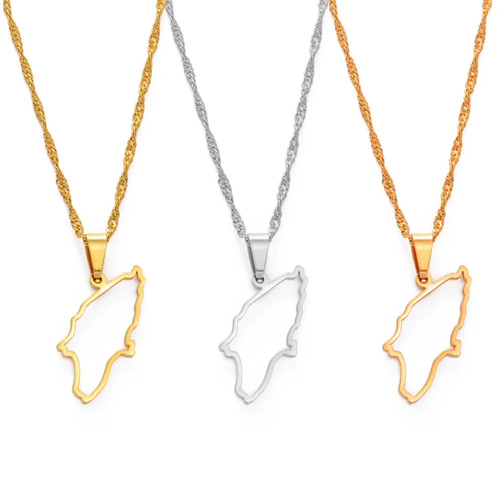 Anniyo Greek Island Rhodes Map Pendant Chain Necklaces Gold Color / Silver Color Moroccan Jewelry #153821