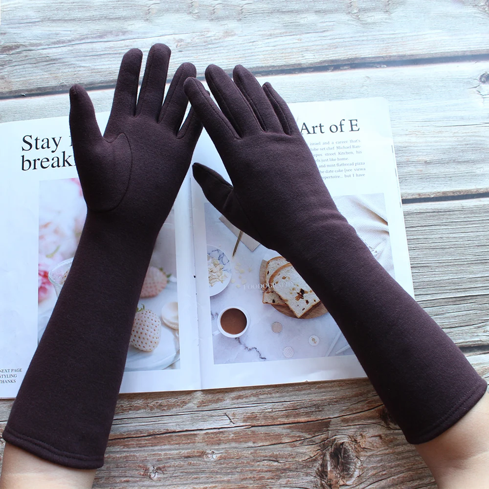 Guantes largos de algodón para mujer, estilo de Color, tablero recto de moda, adecuados para primavera y otoño