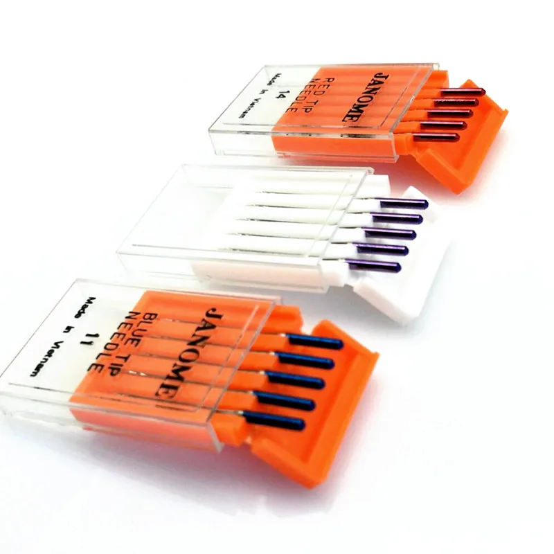 3PCS Sewing Machine Blue Tip Needle Size 11 Purple Tip Needles  Size14 Red Tip Needles Size 14 for Janome MC200E MC5000 YJ284