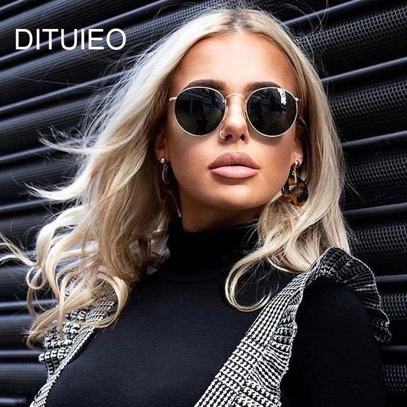 Gafas de sol redondas Retro para mujer, lentes de sol Vintage de