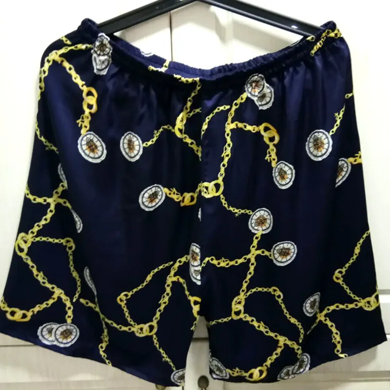 Pyjamabroek voor heren Satijn Zijde Print Shorts Los Grote maten Slaap Download Dunne braak Man van middelbare leeftijd Bovenkleding Capribroek