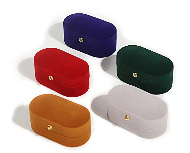 Wedding Ring Packaging Box Ear Studs Holder Velvet Engagement Couple Ring Box Valentine Gift Double Rings Storage Display Case