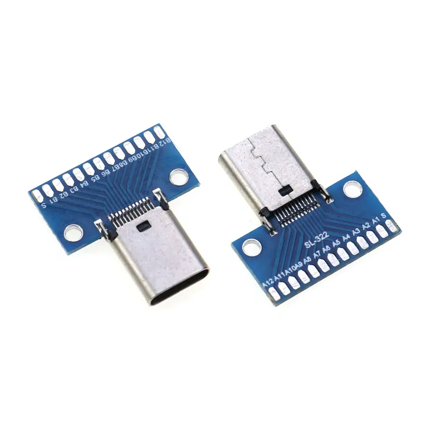 YuXi-conector USB tipo C, adaptador de enchufe macho y hembra de 24 Pines, placa de prueba USB 3,1, 24 P, Base de enchufe, placa PCB