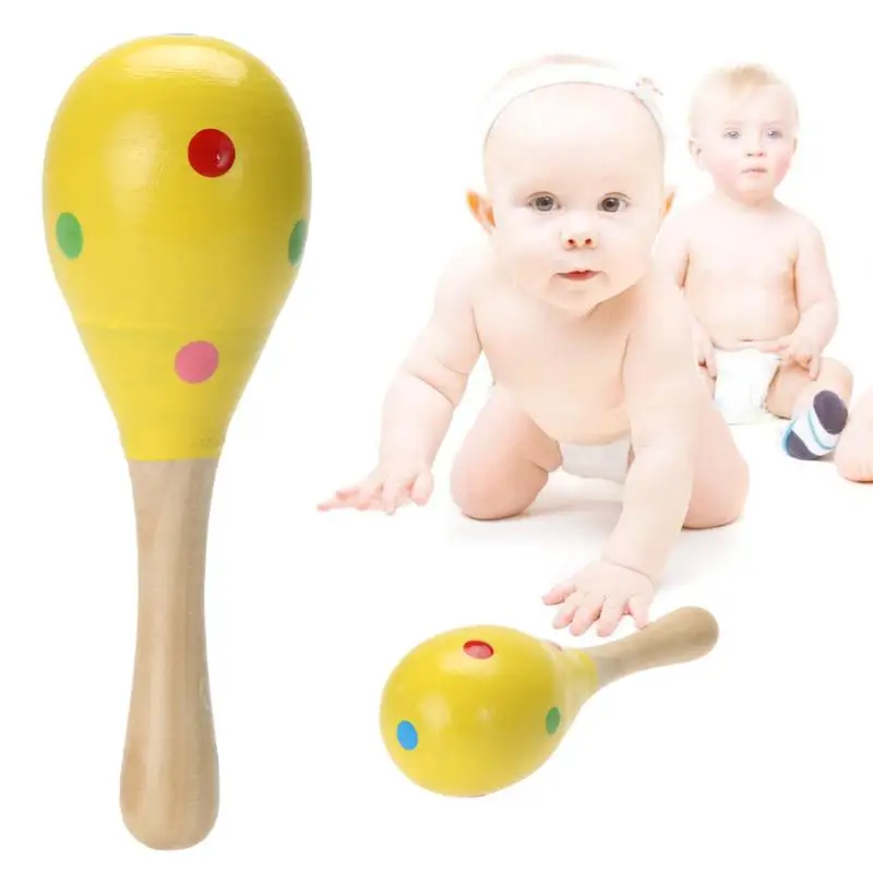 Baby Wooden Sand Hammer Wireless Instrument Toys Early Education Tool Rattle Musical Instrument Percussion Gifts for Boys Girls