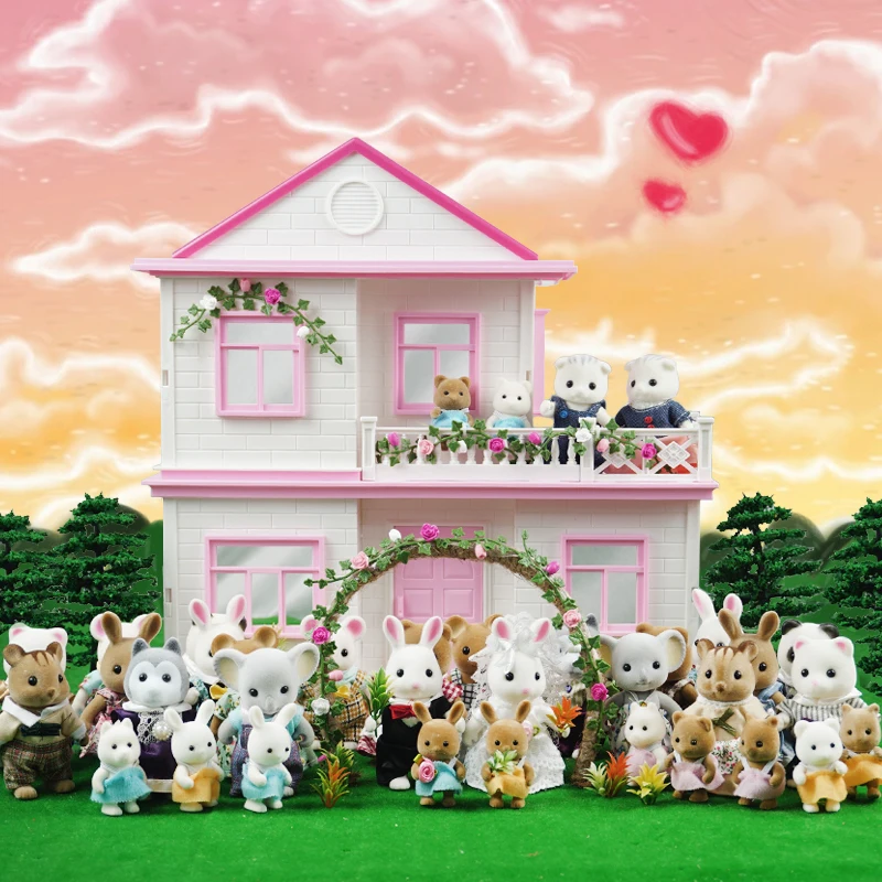 

Toy Forest Animal Family Children's Simulation 1:12 Scale Dollhouse Furniture Miniature 1/12 Rabbit Panda Girl Pretend Play Set