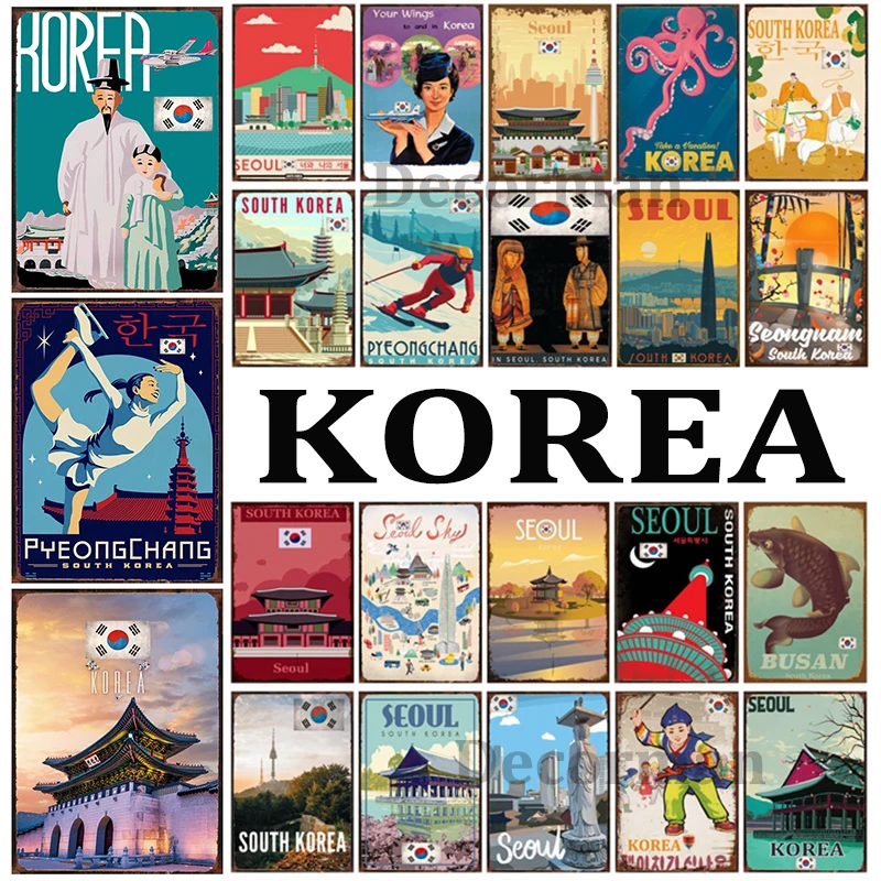 [ Mike86 ] South Korea Travel Seoul City Metal sign Wall Plaque Retro Pyeongchang Posters Painting Bar Decor LTA-2014 20*30 CM