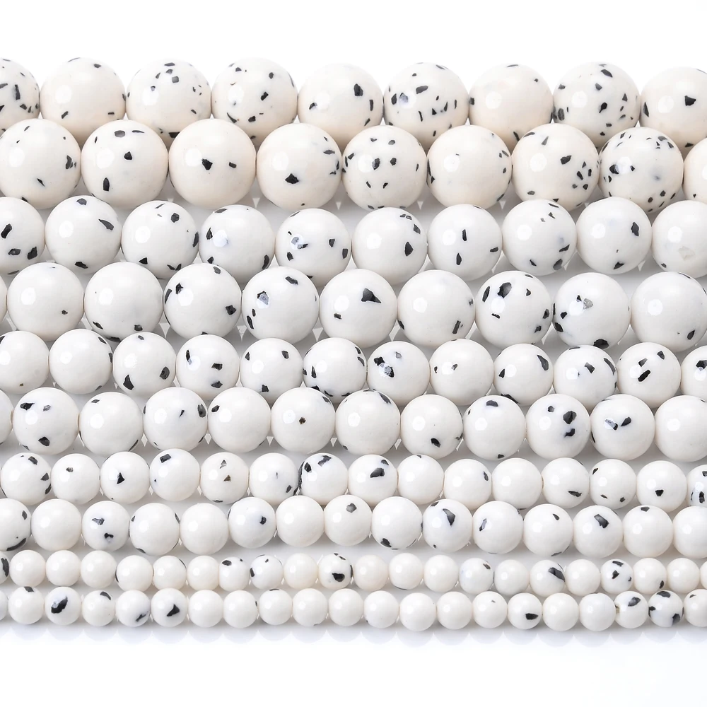 4/6/8/10/12 مللي متر الأبيض بودي الحجر الطبيعي حبة الجولة فضفاض خزر عازل لصنع المجوهرات سوار ذاتي الصنع إكسسوارات عقد #3