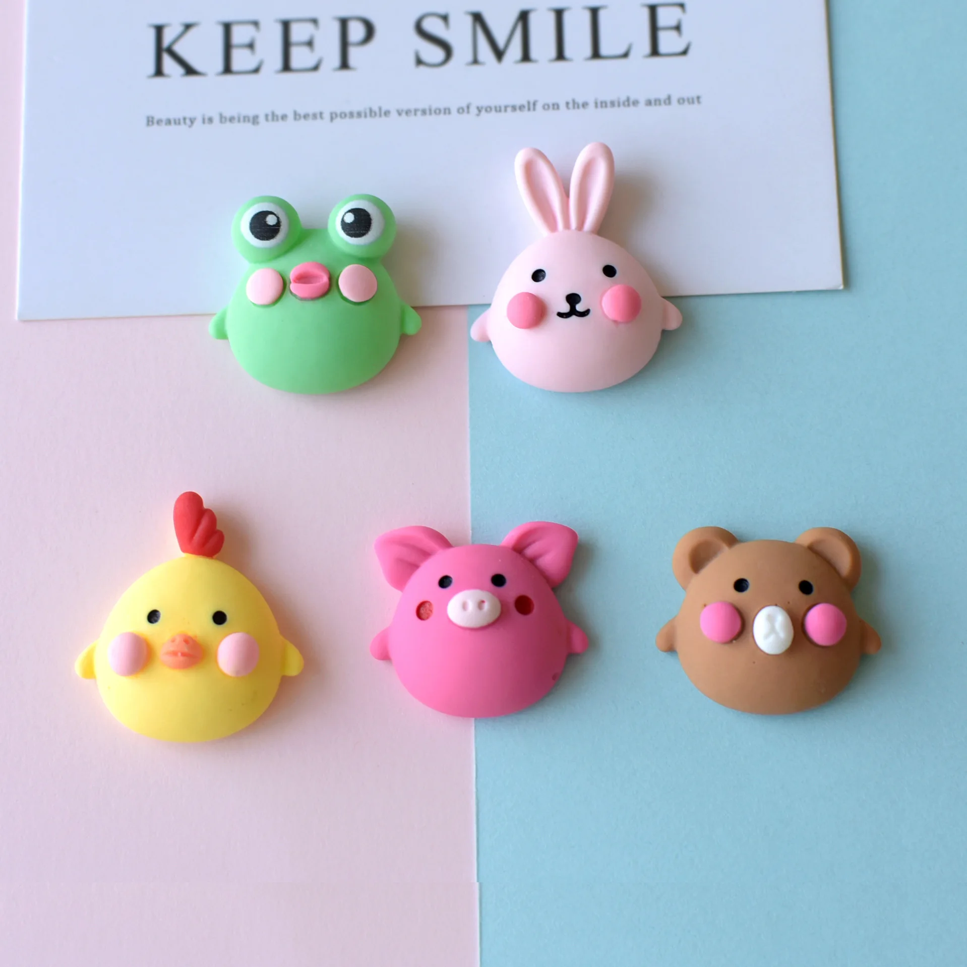 20Pcs Cartoon Rabbit Forg Chick Bear Flatback Resin Cabochon Scrapbooking Hair bow Center Embellishments DIY Phone Accessories