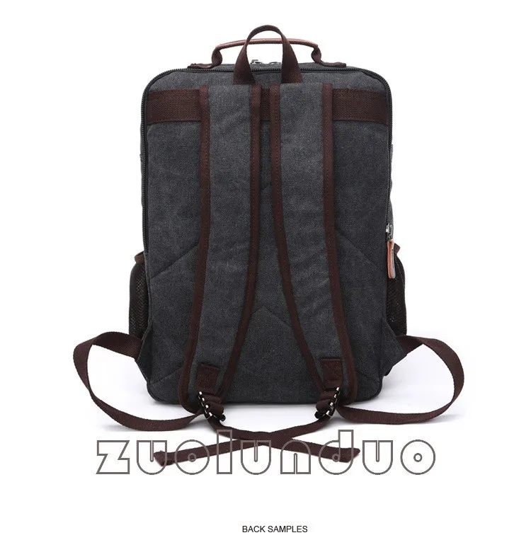Vintage Canvas Rucksack für Herren, große Kapazität, Reise-Umhängetasche, hochwertige modische Studententasche, Herren-Notebook-Laptop-Rucksack – Detail 13