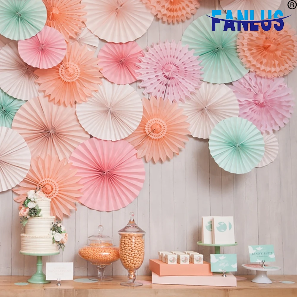 10pcs/Set Artificial Flowers Paper Fan Wedding Decorations Birthday Party Favors Parties Decorations for Home Baby Shower Decor